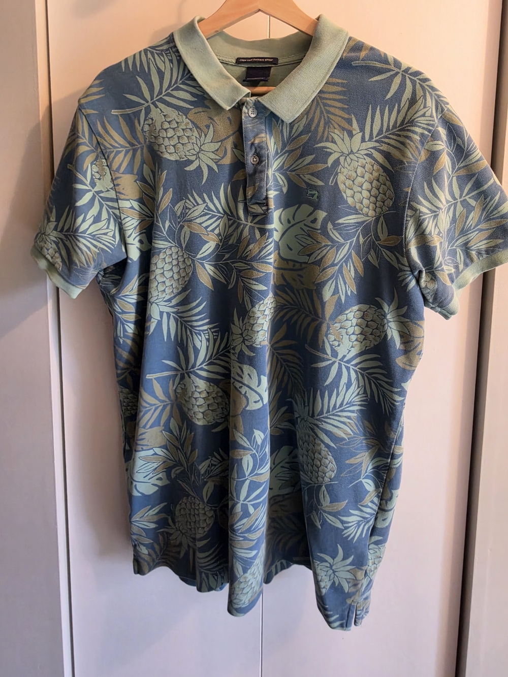 Scotch & Soda Pineapple Print Polo - Seafoam Green & Blue